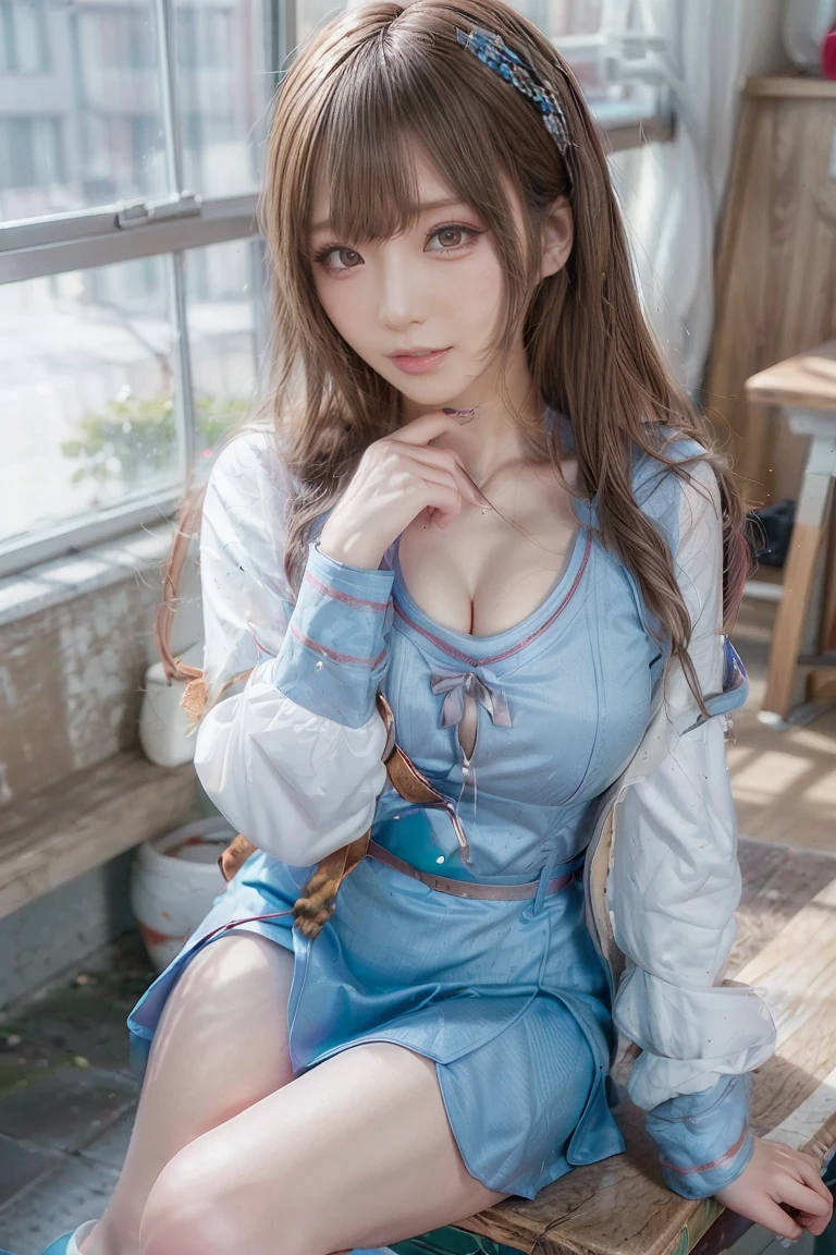 Anime image of two women wearing ties, TİTS, Realistic high school girl, Naughty anime style, With a shy look，hyperRealistic high school girl, Enchanting anime girl, surreal , beautiful anime high high school girl, Big Breasts!!, have large breasts, Naughty, Big Breasts!, Naughty style, high school girl