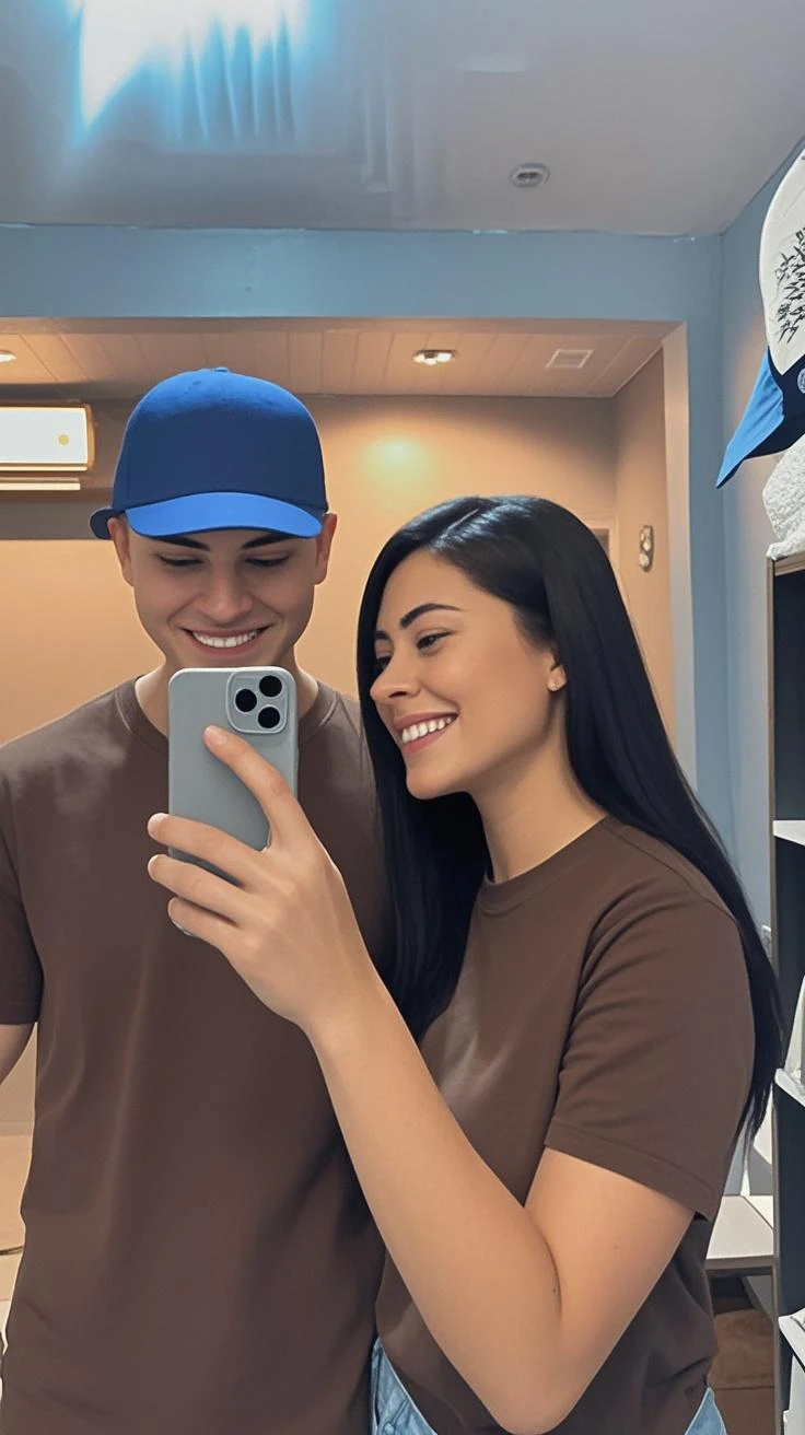 they are in the kitchen taking a selfie together, charli bowater and artgeem, taken in the early 2020s, 😭 🤮 💕 🎀, momma and papa, taken in 2 0 2 0, tyler edlin and natasha tan, # oc, #oc, older brother vibes, photo taken in 2 0 2 0, very very low quality picture
