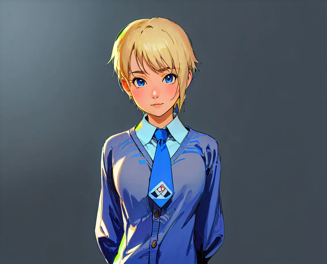 masterpiece, highly detailed, chloeprice_byammpuv1, small breasts, detailed face,detailed eye, short hair, blue eyes, looking at viewer, (standing), (side pose:1.2), (back), (from behind), ((pajamas:1.5), (yellow pajamas), (medium shot), (simple background:1.2)