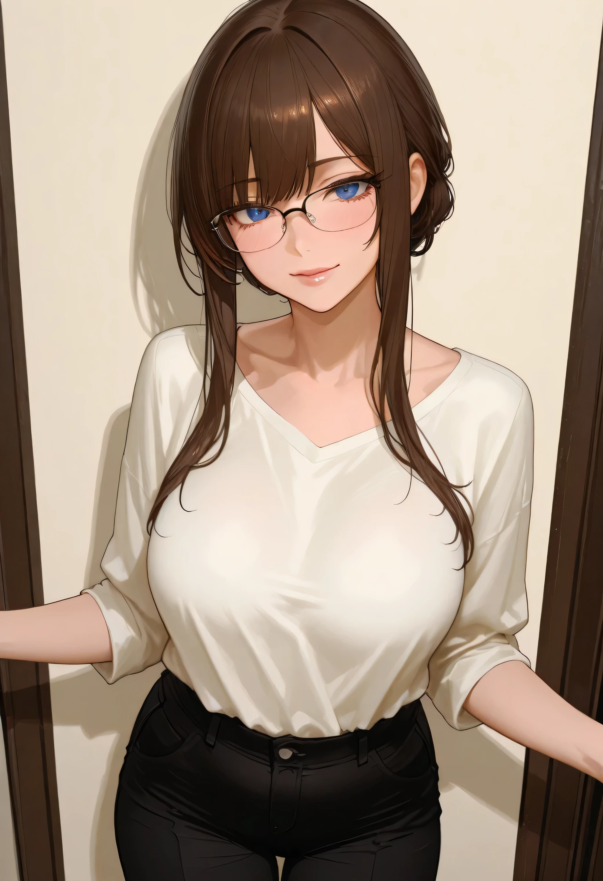 nsfw:1.5,masterpiece, Highest quality, Very detailed, Sparkling, Shining Light, Ray Tracing, High resolutionR, Depth of written boundary, (Perfect Face, Detailed face, Detailed eyes,Perfect hands,Perfect Fingers), 8k,High resolution,Ultra-realistic faces,Ray Tracing,Perfect lighting,Highest quality, Very detailed, Shining Eyes, (View your viewers,口を開けてsmile:1.1), ((One girl)), (Mature Woman:1.4), thick,
1 girl,alone, Upper Body, close your eyes, smile, (lattice)、Erect nipples:1.2、Transparent nipples、Nipples are visible、(Baby Doll:1.5)、Glasses