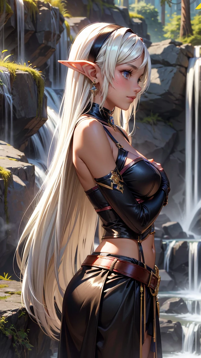 (Best Quality, High Resolution, Masterpiece: 1.3), a tall perfect woman with a slim figure, (Rapunzel), dressed sexy revealing, in a bar, details of face and skin texture beautifully presented, detailed eyes, double eyelids, sexy pose, realistic, leaky half breastball, full body shot --auto --s2