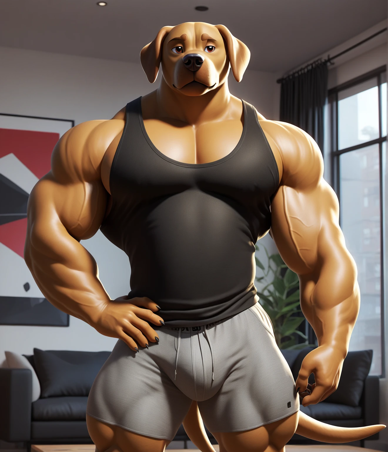 photorealistic,detailed fluffy fur, dog,sharp,best quality,detailed eyes,big teeth,5 fingers,chubby,,beefy,(muscular:1.3),detailed teeth, Anthro (saint bernard:1.1),chest turning away,realistic nipples, ,wet fur,stuck in heavy cream pool,whipped cream ,(arms behind back:1.9),(big pecs:1.3)(muscular arms:1.4),curious expression, exterior, cloudy, daylight