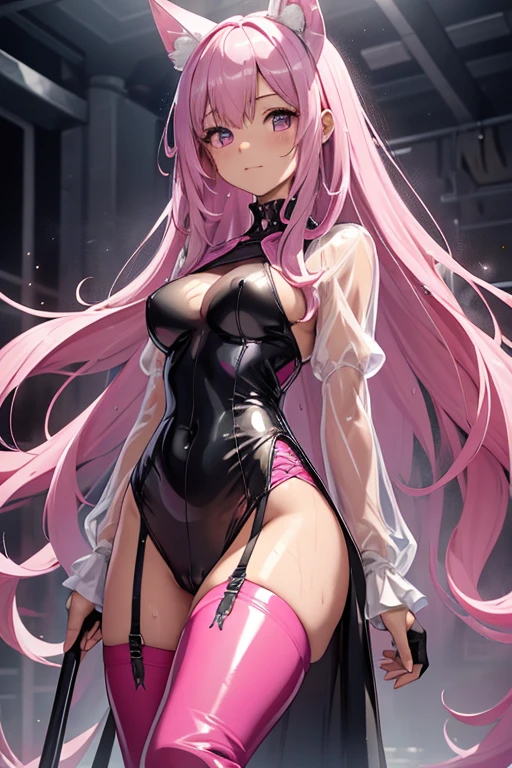 ((2D Hermosa Chica、highest qualityr: 1.2、Dedos perfectos: 1.2、Perfect Anatomia: 1.1、Dress to perfection、Cara perfecta: 1.1、4k、8k、highest qualityr、Dedo perfecto 1.1、Perfect Anatomia 1.1))、Beautiful illustration with blurred background))、(Transformation sequence)、Sixteen、used to、arte del pecho de princesa、A baby face、((Cabello largo y recto))、(piernas delgadas)、big drooping eyes:1.1、(1 personas)、A shy smile with a blush.、Inside the room、((chica zorro en frac、 leotardo rosa、Gargantilla de cinta、fists、conejita katyusha))、Tomas amplias、