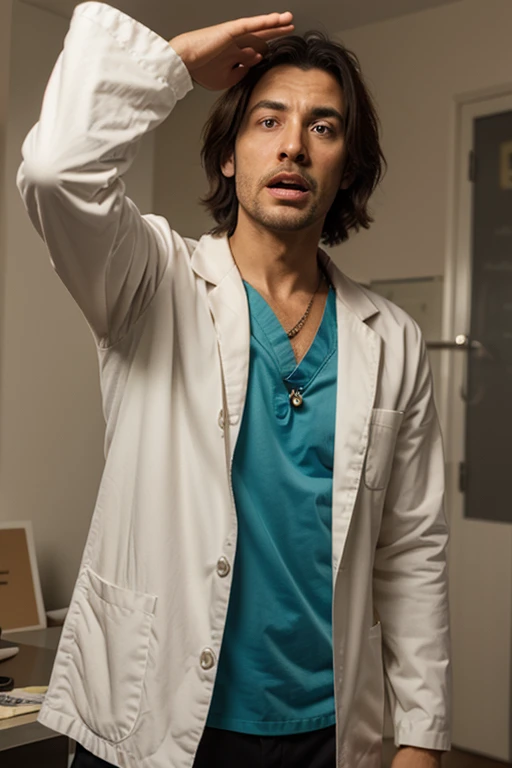 create a male doctor with a lab coat and even shorter hair