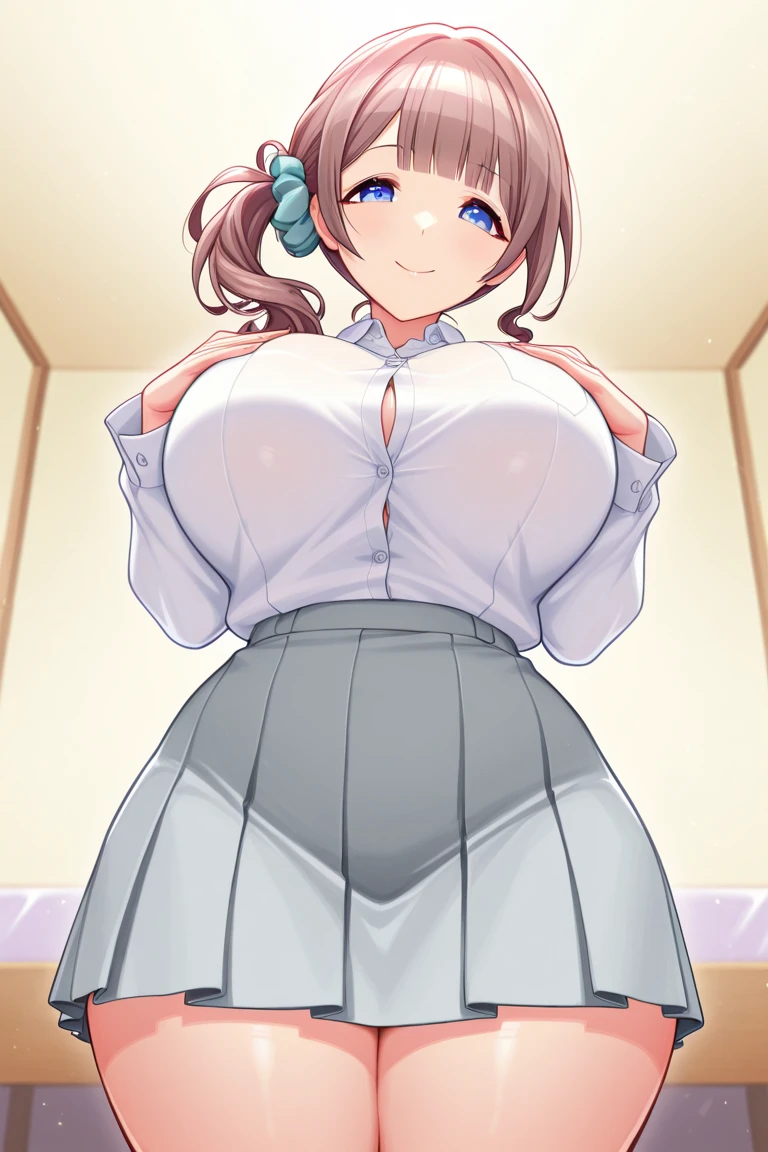 G-Cup masterpiece highest quality High resolution Inner thighs Hold the skirt tightly Confused face Brown Hair Soft and fluffy older sister Married Woman Hold the crotch Hold the pee