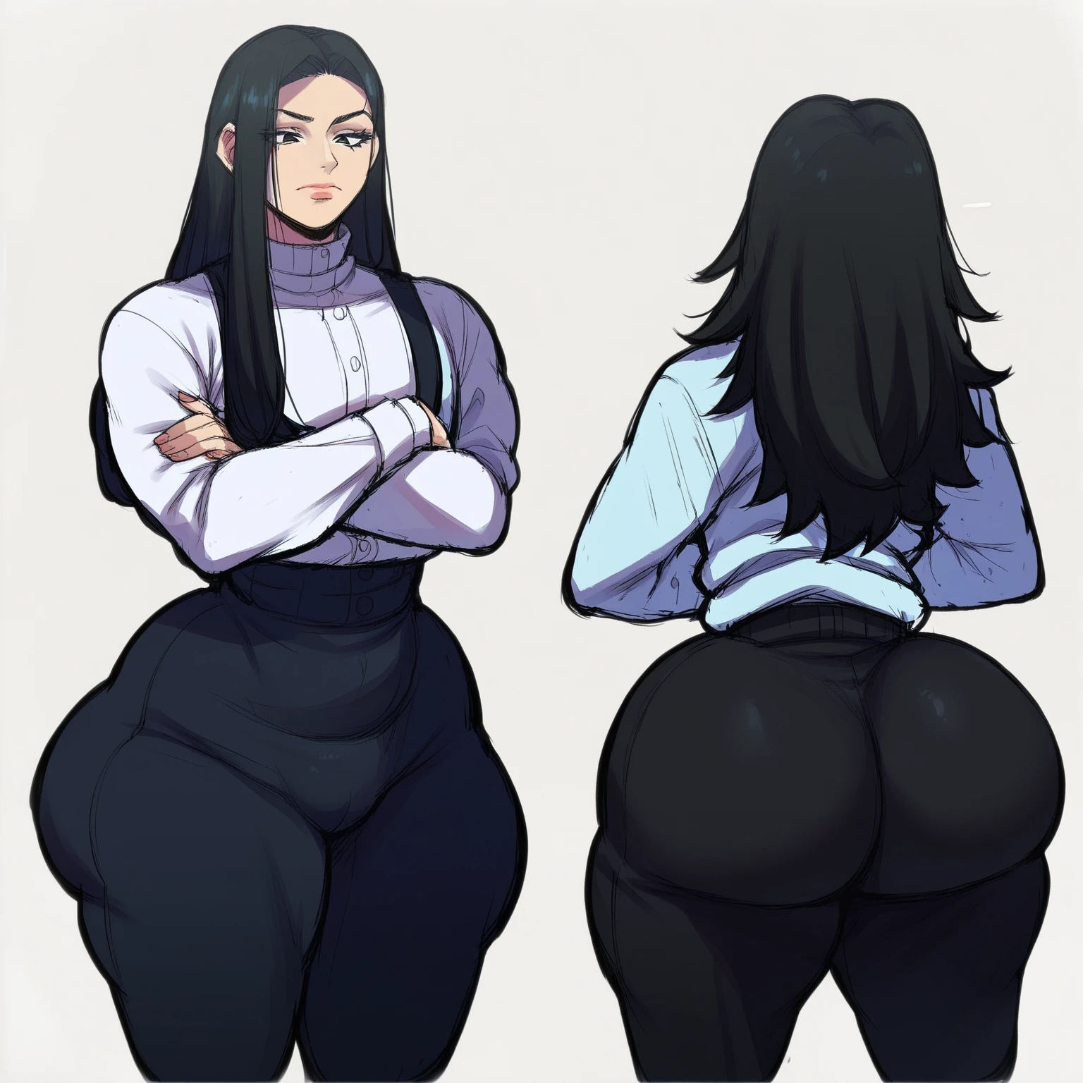 hot Hinata Hyuuga (Naruto) wife age 39 ,wear glasses,long hair brown,work suit very tight,One-Piece Swimsuit Pull,huge breast,purple hair.com