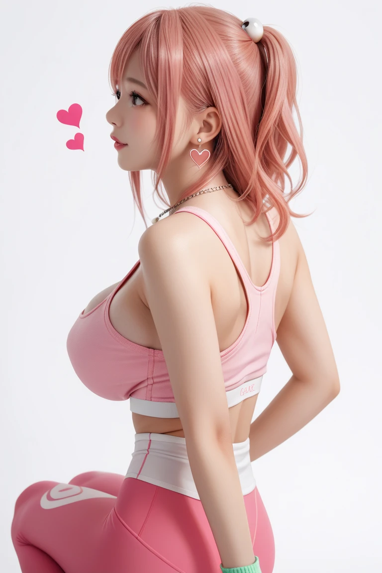 Jessica-Degg, solo, 1girl, pink tank top stretched tightly over breasts, tight ripped jeans