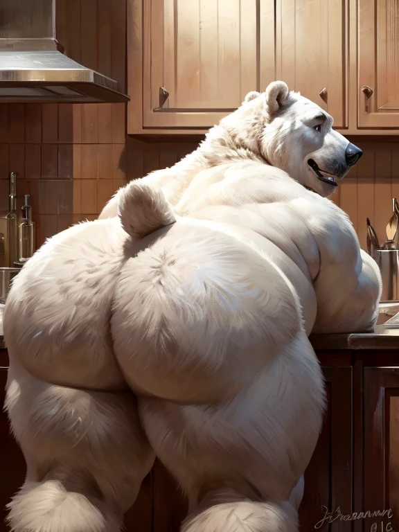 (((detailed eyes, detailed face))), (anthro, fat obese, overweight, senbernar), male, (solo), (white briefs , male underwear, topless), crawling, looking back at viewer, small tail, ultra detailed, bedroom, light environment, masterpiece