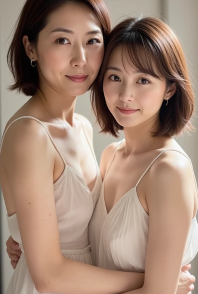 8K, Beautiful and mature 55 year old Japanese woman, Married women, Fine Lines, Long eyelashes, Beautiful Eyes, Bob Hair, compensate, Heavy makeup, Red lipstick, Kissing Face, Cleavage, On the chest, Beige bra, Erotic, Functional