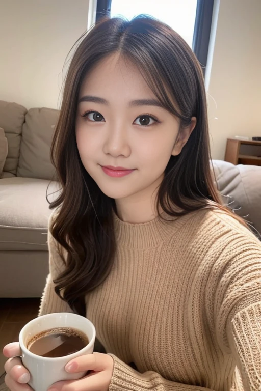 There is a woman with long hair wearing a sweater and turtleneck, Choi Hyun-hwa, young lovely Korean faces, beautiful Korean women, ulzzangs, blackpink jennie, sakimichan, Korean girl, Beautiful young Korean woman, wan adorable korean face, Gorgeous young Korean woman, hwang se - on, with round face, Lee Ji-eun