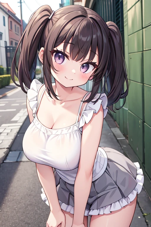 masterpiece, highest quality, nico_Yazawa,High resolution, 1 girl, alone, Brown Hair, short hair, Twin tails、Purple eyes, Cowboy Shot, Frill dress, , Pink Dress, (Cleavage)、(Beautiful thighs)、city, Outdoor, garden, carrying a red school bag, (randoseru backpack:1.0)、Chibi Cute:1.5
((((Breast milk))))((((Big Breasts))))Paiman、Nipples