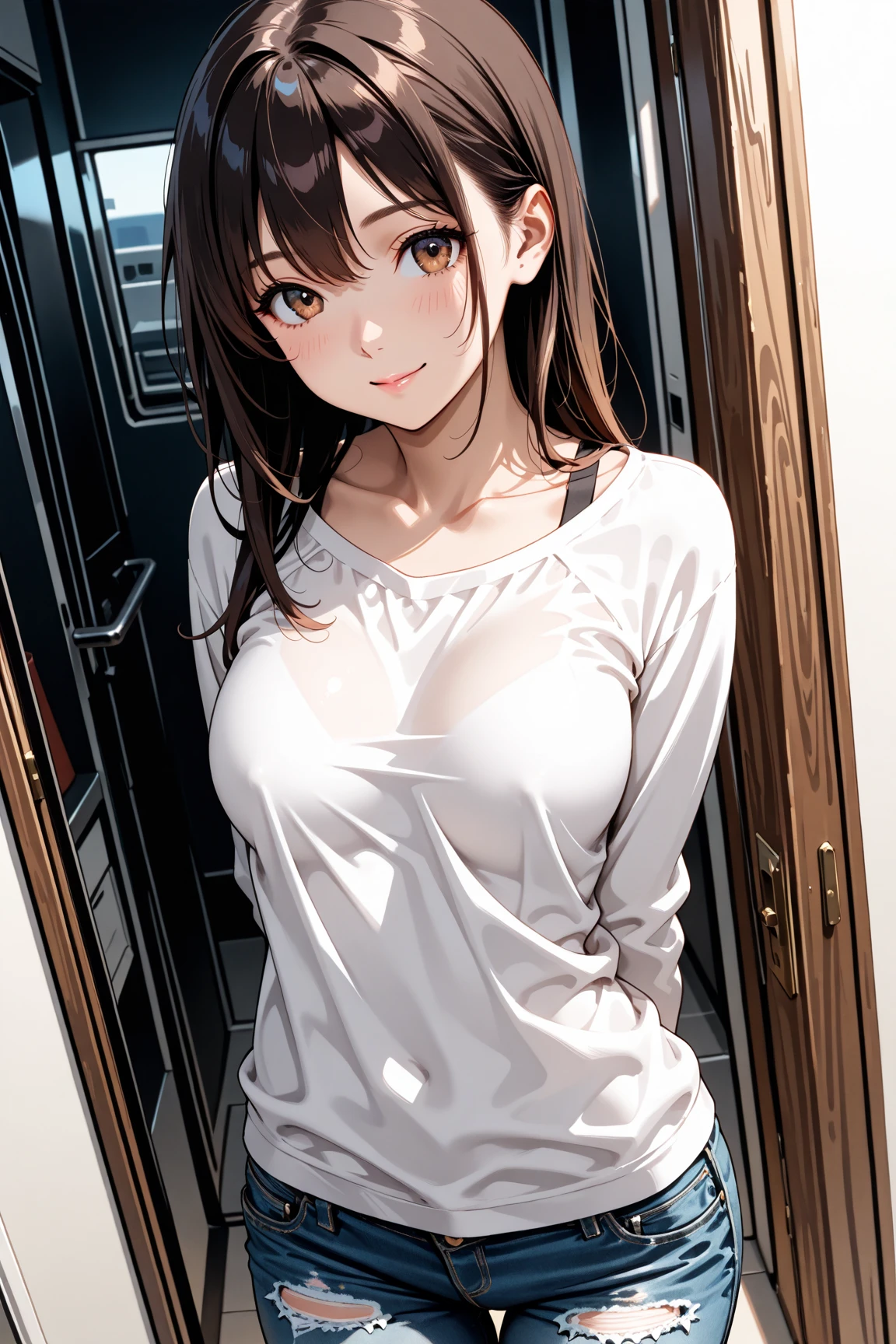 Super detailed, highest quality, Ultra High Resolution 8K, Ultra-high definition 4K, (More than 5 cute girls:1.6), Large changing room, (While changing clothes), (Clothing that suits you), (Hang your hands on your clothes), high definition beauty face, shiny skin, dynamic composition, (calm atmosphere), (big breasts), profile