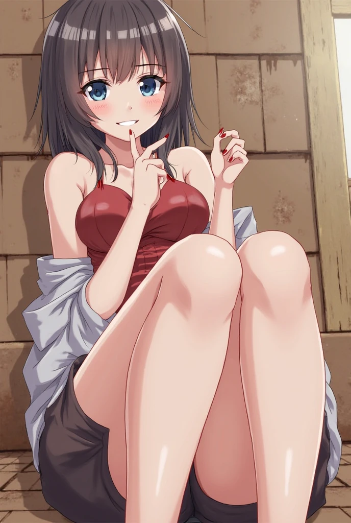 1 girl, 一人in, Completely naked, blush_sticker, Open_mouth, looking for_in_viewer, smile, :d, length_dispel, teeth, blush, cowboy_shot, dynamite pose, full_body, expensive_heels,nsfw,vulgarity,angelwing,胸の谷間,巨乳