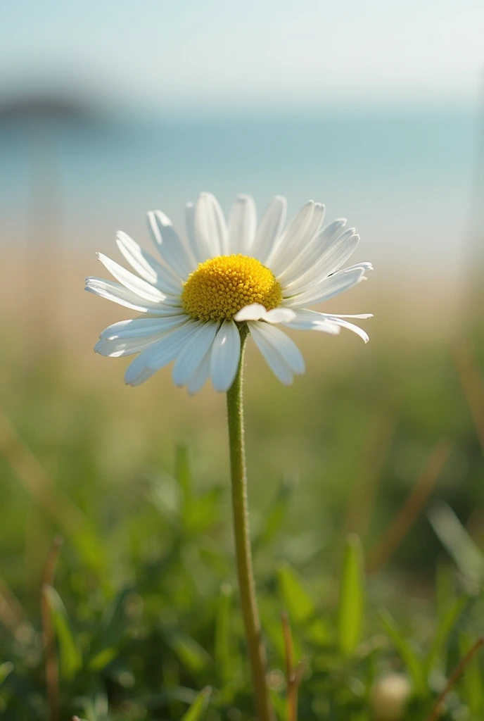 himawari,close up photograph,Hazy background,and the sun was shining brightly,high detal,Perfectcomposition,first person perspective。