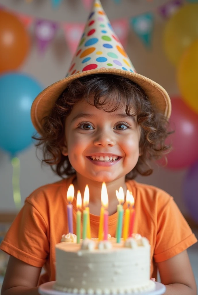 2 year boy happy birthday and normal smile and cake cutting