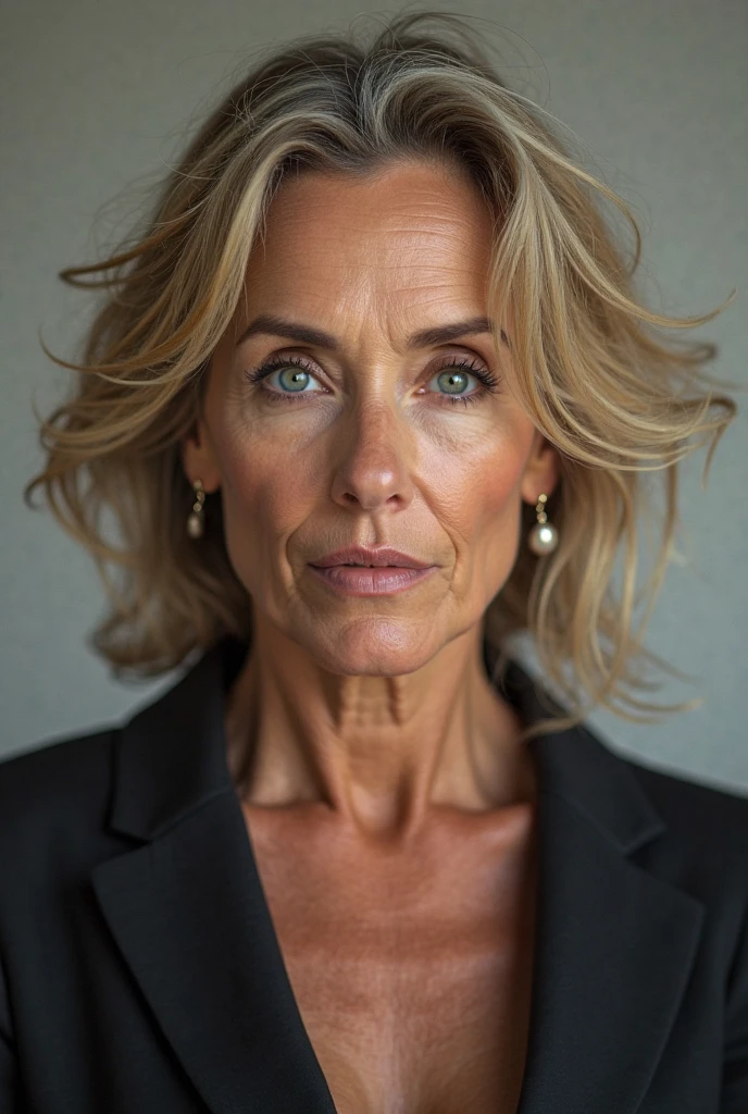 50 years old white italian woman, hyper-detailed face, large and saggy older breasts, ultra realistic skin, the skin must be like in reality, no beauty filter on the skin, ((eyeglasses)), wrinkles, moles, full lips, 50 year old woman, large lips, short puffy brown hair with blonde highlights, aged skin, slut, hyper-detailed face, breasts with some wrinkles and stretch marks, face and body marked by time of a 50 year old woman, super-detailed aged brasts