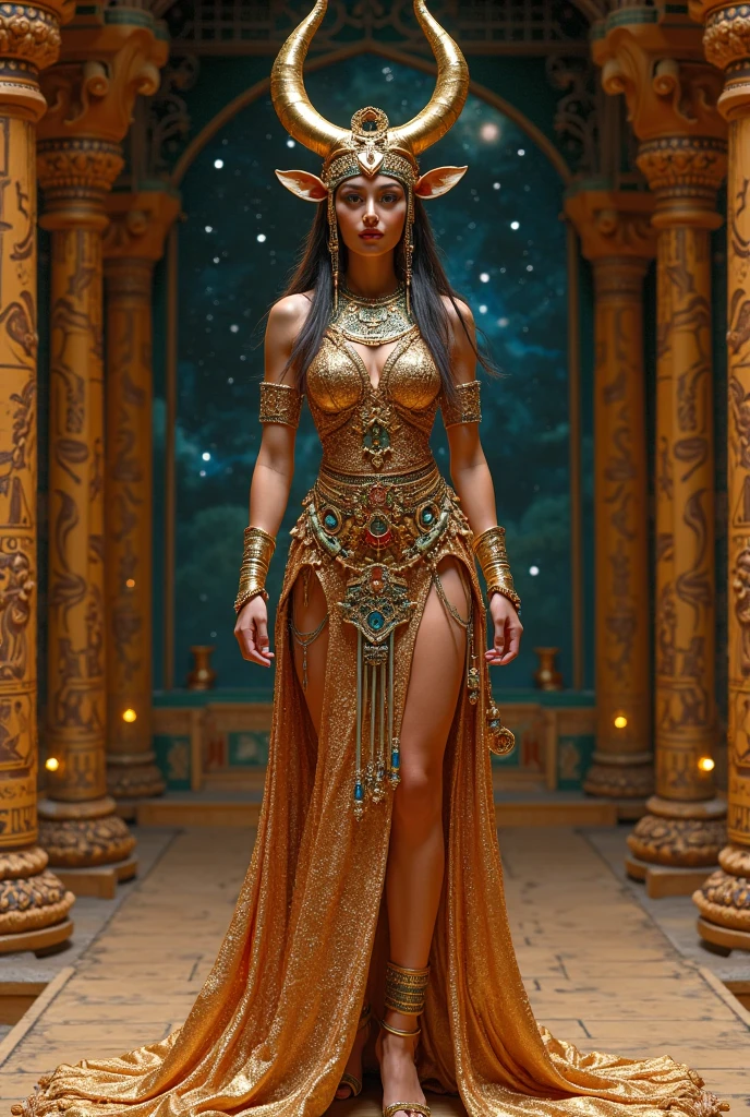 Persian ((Genie Djinn)), casting wish spell, flashy particle effects, skirt, bra, standing, persian palace, epic scene, realistic