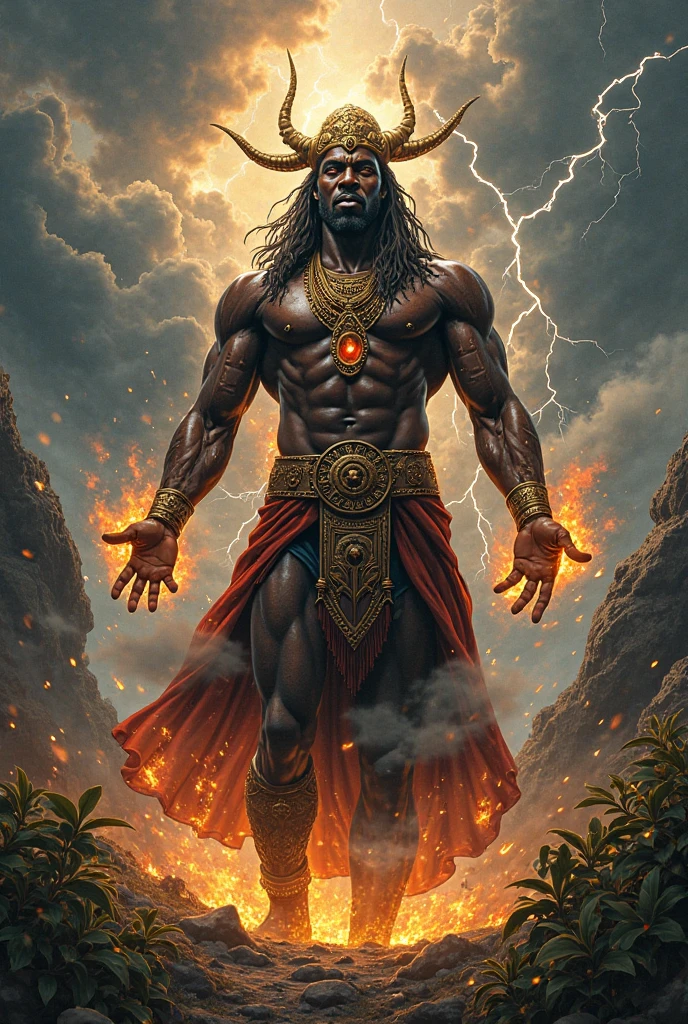 Highly (dynamic:1.2) scene art detailed (rutkowski:1.2), ((pharaoh)), ((laughing)), handsome, (dark skin), ((long woven dreadlocks)) ((muscular)), (fantastic amazing versace ankara decoration:1.2), explosive volumetric, Delightful anatomy, (fantastic god perfect art, 64k ultra hd:1.1), (art by apterus, art by dan mumford:1.2)