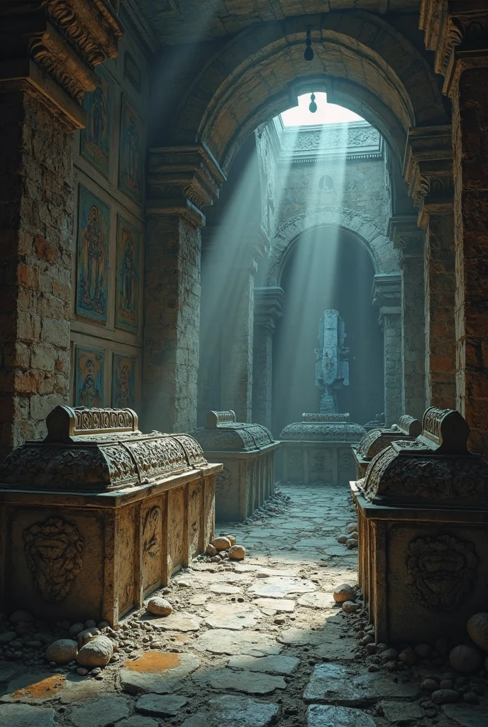 (masterpiece:1.2), (best quality,:1.2), 8k, HDR, ultra detailed, ((photorealistic)), professional light, cinematic lighting, fashion photography, ambient lighting, atmospheric effects, a magical fantasy tomb, columns, magical lights, treasure chests, treasure lying on the floor, ReDe, (Style-Necromancy:0.5), <lora:RealmsOfTheDead-10:0.8>, darkpriest, <lora:Clothing - Dark Priest:0.5>, epiCPhoto