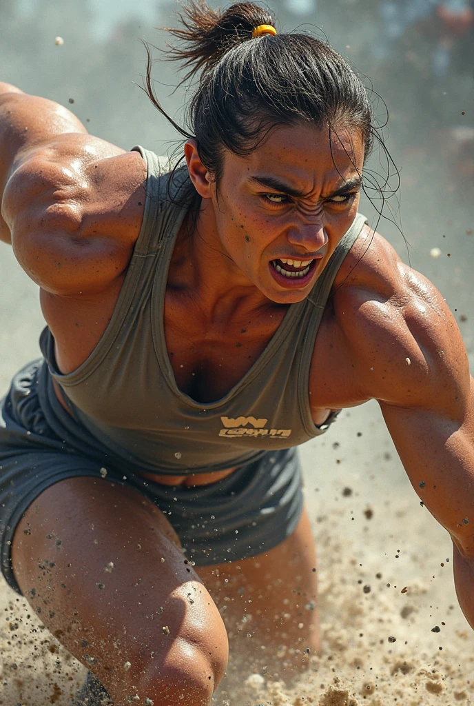 Woman with dark skin、Muscular woman、The thighs are muscular and thick、Tall Woman、Woman with ????? in her mouth、Women having ???、Woman with ????? on her face、nsfw、A woman sweating profusely、A woman covered in sweat