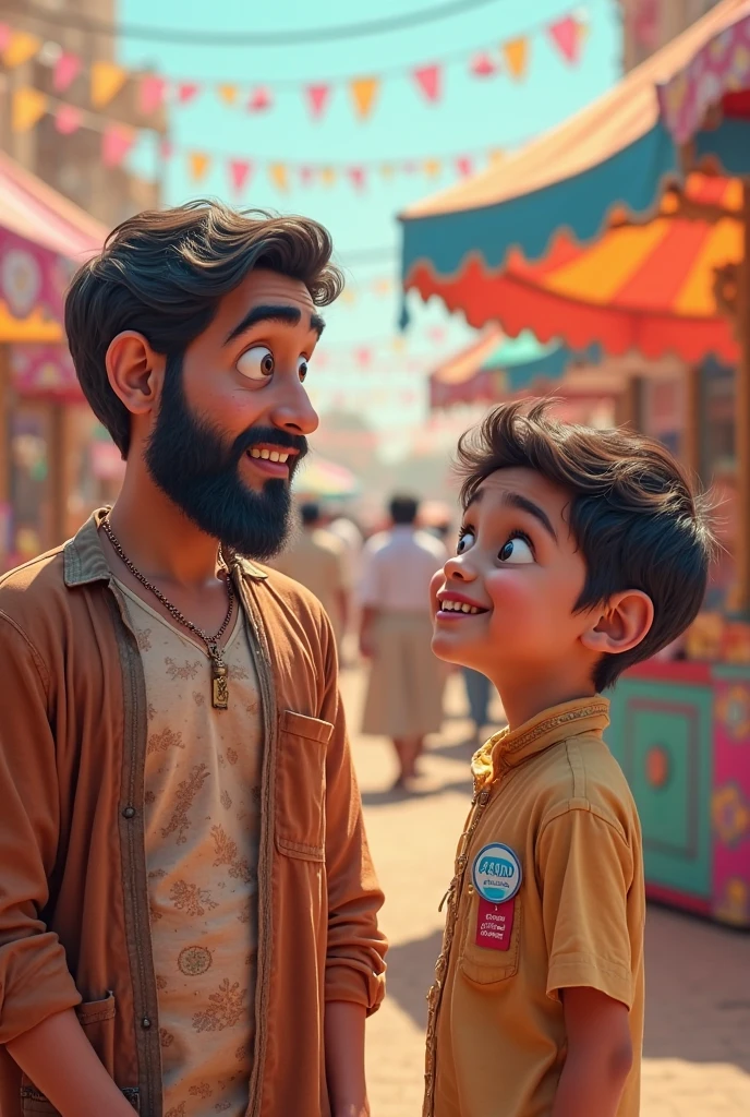 A Indian beggar kid hugging a male person both having smile on their faces it should animate
