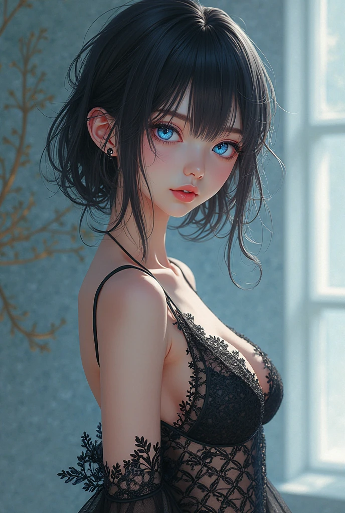 ((Highest quality)), ((masterpiece)), (detailed), One person, (Large forehead:1.2),extremely detailed cute anime face, Pure,from the front,smile,((cute)),((超cute)),Innocent,Kind eyes,((Double Eyes)),(Dark Eyes),Beautiful eye and skin details,(Realistic skin texture:1.3),(((High nose:1.3))),White camisole dress,Her clothes are transparent and her skin is visible,(Clothes are see-through and nipples are visible),Turning,((Embarrassing:1.5)),((shy:1.5)),blush,Black Hair,Child's body shape:1.5,((thin)),summer,noon,bright,Corn field,Straw hat,(((Flat Chest:1.5)))