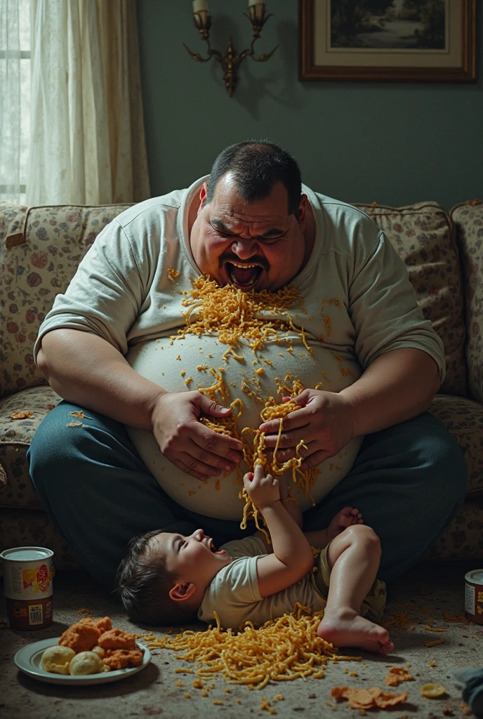 Fat melon eating Turkish boy stinks and lies on his mattress