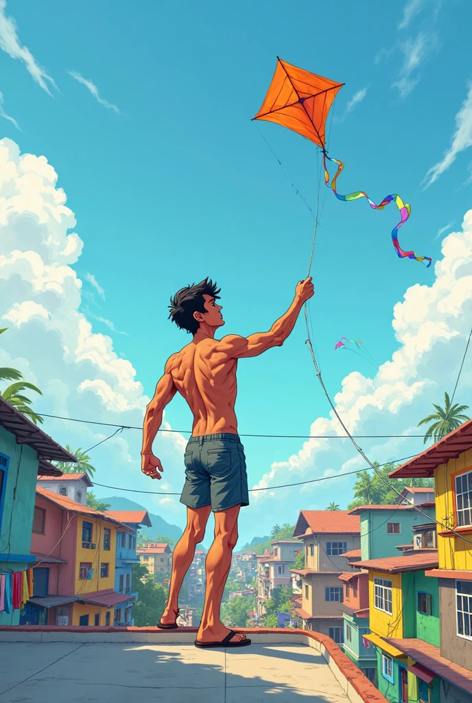 man, 1boy, male, short hair, wearing frevo clothes, frevowear, colorful top, colorful pants, flipflops , holding umbrella , at the beach, realistic, masterpiece, highres, cinematic lighting, raining, high contrast, vibrant colors, perfect face, detailed face,detailed eyes, detailed dress , full body <lora:Frevowear2:0.95>
