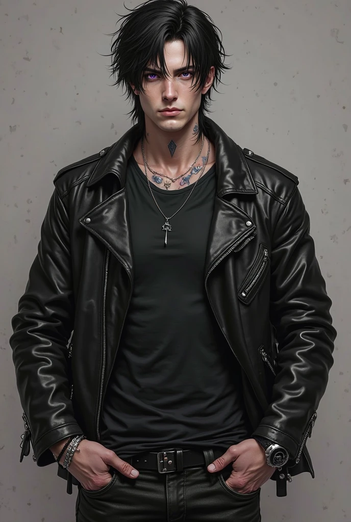 Damien * Age: 18 years
* Height: 1,80 meters (5'11")
* Physicist: Slim and athletic, with muscles defined by years of physical work.
* Hair: jet black, scrambled and indomitable, often falls on his storm gray eyes.
* Eyes: deep and penetrating, with a look that can be both captivating and intimidating.
* outfit: He usually wears dark, worn clothing., with a rebellious and informal style. Prefers black t-shirts, the leather jackets and the worn boots.
* tattoos: He has several tattoos, each with a personal meaning hidden from most.
Distinctive features:
* scar: A scar runs down his left cheek., a permanent reminder of a violent past.
* look: His gaze is usually distant and melancholic., as if I were carrying an invisible weight.
* SMILE: He rarely smiles, and when he does, It's a crooked smile that doesn't reach your eyes.
attractive:
Despite his tormented personality, Damien has undeniable attractiveness. His aura of mystery and rebellion makes him irresistible to some people., while others are intimidated by its darkness.