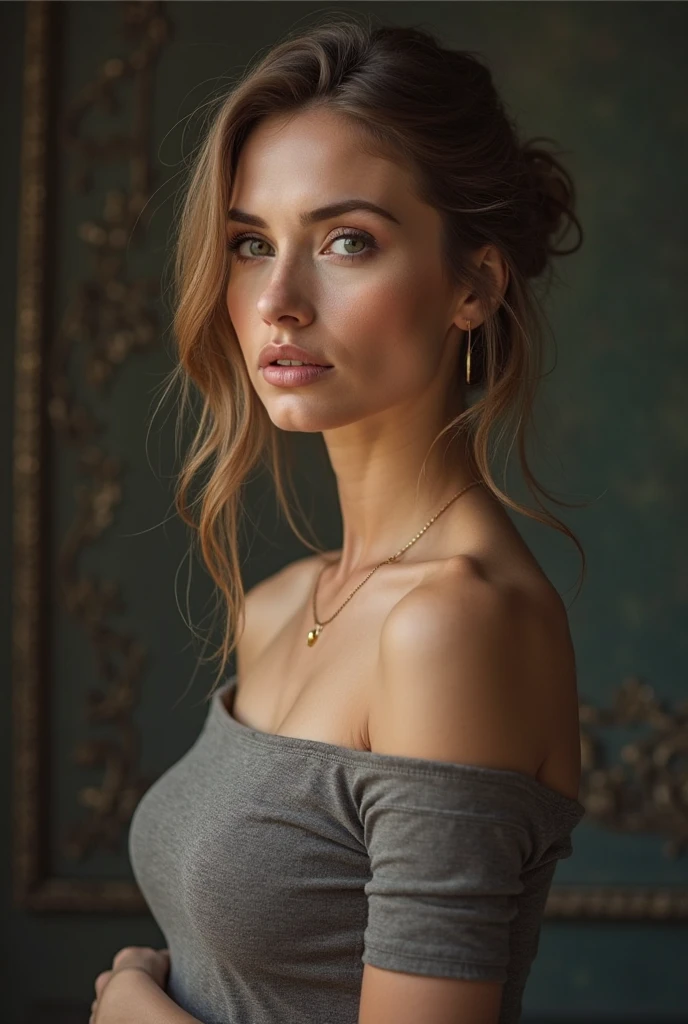 a close up of a woman with a black top and a zippered top, anna nikonova aka newmilky, dasha taran, angelina stroganova, style of julia razumova, woman with braided brown hair, anastasia ovchinnikova, yelena belova, julia gorokhova, gorgeous woman, jaw dropping beauty