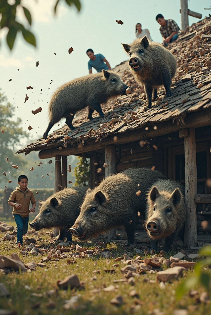 Dwarf feeding on a wild boar