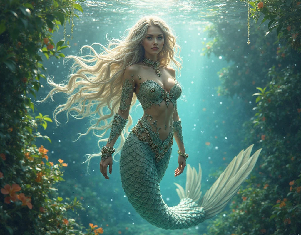 make a cover for a grimoire, a mermaid