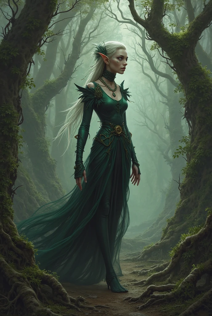 gothic art, dark fantasy art, dnd art, (masterpiece:1.5), full body intricate details, highly detailed, best quality, highres, portrait of a female, elf (1.6, fantasy art, Masterpiece, best quality), feminine, druid, cleric of nature, (1.4 intricate details, fantasy art, Masterpiece, best quality) with a short brown hair, green eyes, (fantasy art, Masterpiece, best quality), ((beautiful delicate face)), Ultra Detailed Face (1.6 intricate details, fantasy art, Masterpiece, best quality), armed a staff, green cloak, flowing cloak (1.4 intricate details, fantasy art, Masterpiece, best quality), leather armor (1.4 intricate details, fantasy art, Masterpiece, best quality), in fantasy setting forest at night, moon, clouds, gothic atmosphere, soft light, cinematic light, [[anatomically correct]], high details, best quality, 8k, [ultra detailed], masterpiece, best quality, (extremely detailed), dynamic angle