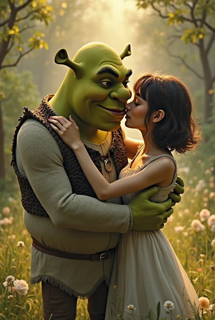 Jungkook de bts besando a Shrek