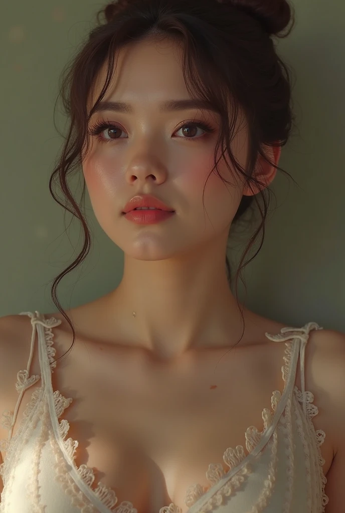 (best quality,HD highres,ultra-detailed:1.2),JENNIE KIM,(short curly hair,curly dark hair),(beautiful detailed eyes,long eyelashes),(pink blush),(full lips),(stylish outfit),(confident pose),(vibrant colors),(studio lighting,soft lighting),(realistic),K-pop celebrity,alpha-female,professional,close-up portrait,photorealistic:1.37,curly