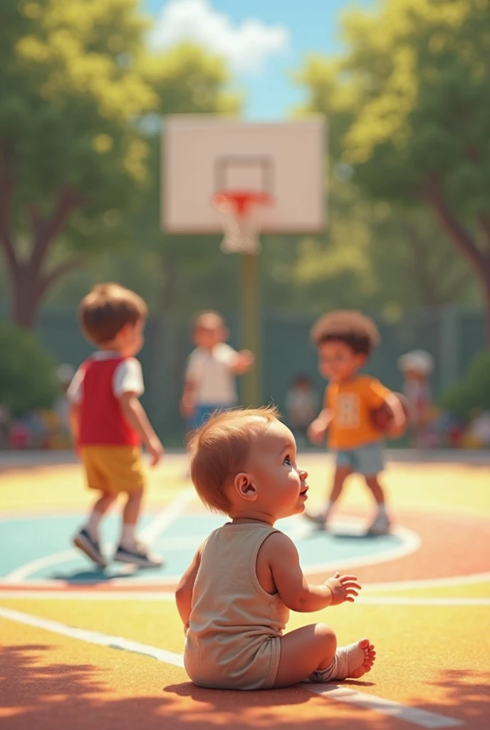 (best quality,4k,8k,highres,masterpiece:1.2),ultra-detailed,(realistic,photorealistic,photo-realistic:1.37),extremely detailed eyes and face,small boy,8yo,(big obese),frontal view,sitting in a room, surrounded by many basketballs,(en calzones),((NSFW)),3D style,fstyle,cute vivid colors,studio lighting,hdr,colorful lighting,intricate textures,crisp focus.