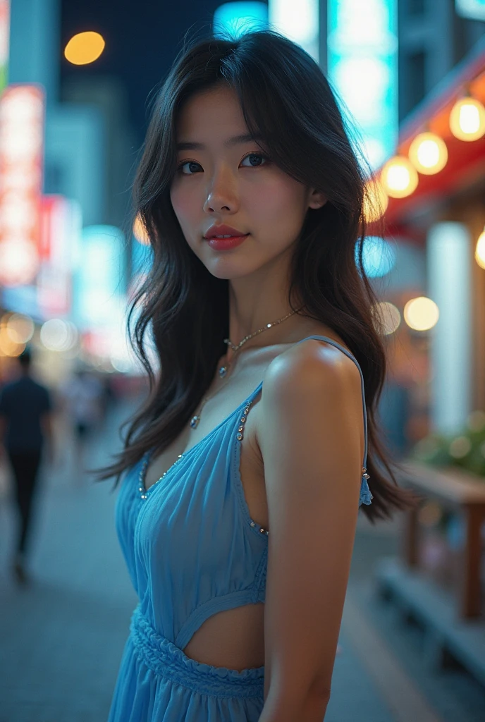 (masterpiece, highest quality, highest quality, Official Art, beautifully、beautiful:1.2), (One Girl), Very detailed, (Fractal Art:1.3), colorful, Most detailed, Perfect Face, Upper Body, High resolution,Navy blue simple dress,Close ~ eyes,(Put your hands together in front of your chest,pray:1.3), ( Golden line:1.2), Meteors, (Streaks of Light), Impressive visuals, (Dynamic Stripes, Light trail:1.2), Vibrant colors,