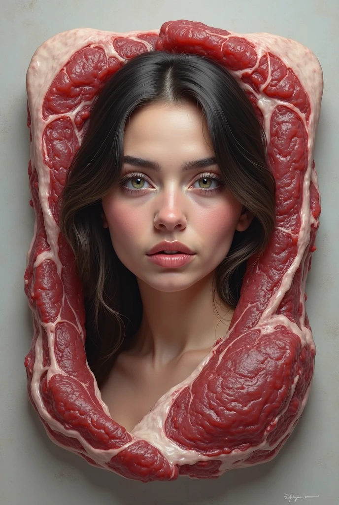 black hair, whaite hair, Surrealism, Meat, 8k, super detail --auto