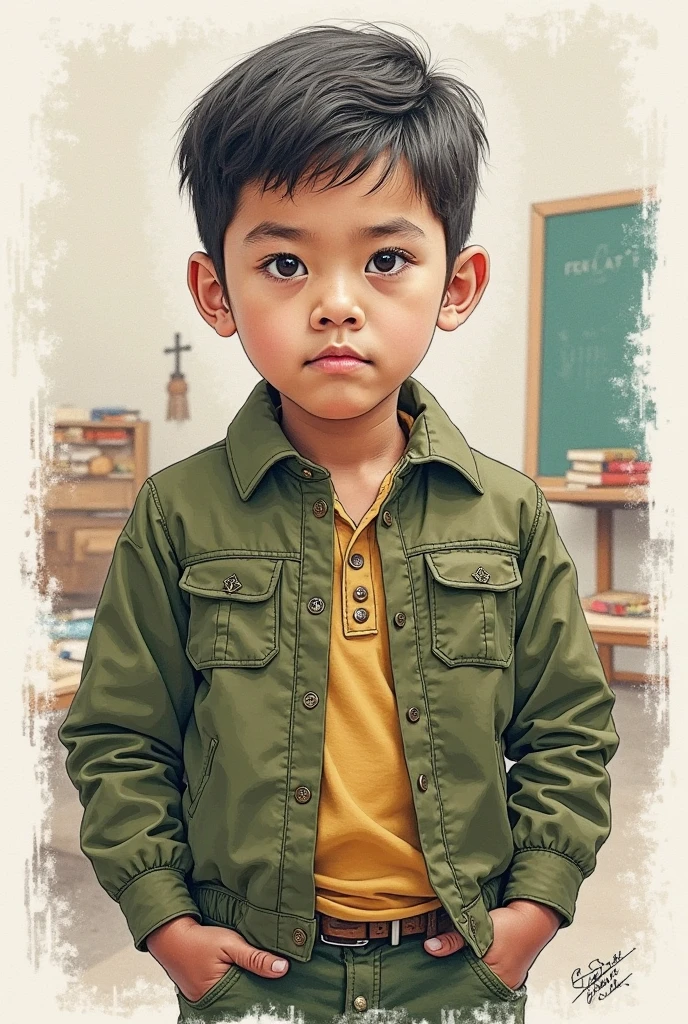 picture of boy studying, boy about 4,, cute cartoon images, no background, cute learn english with cartoon winter coat