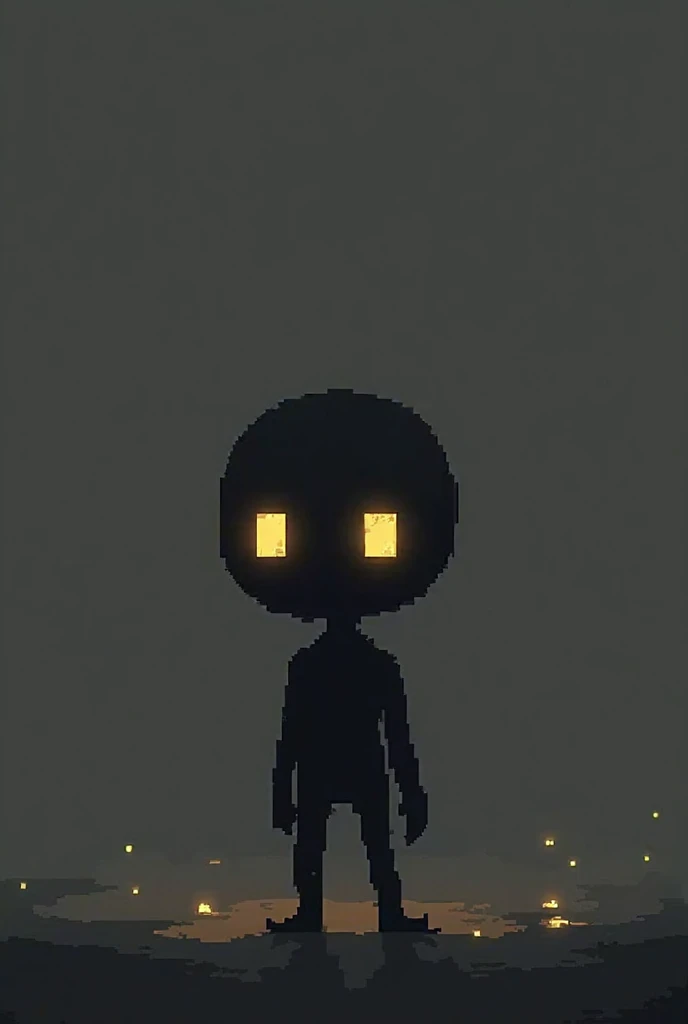 Silhouette creepy highschool girl in part at night with glowing eyes, night, atmosphere, detailed background, neat and clean, thin lines, vibrant environment background