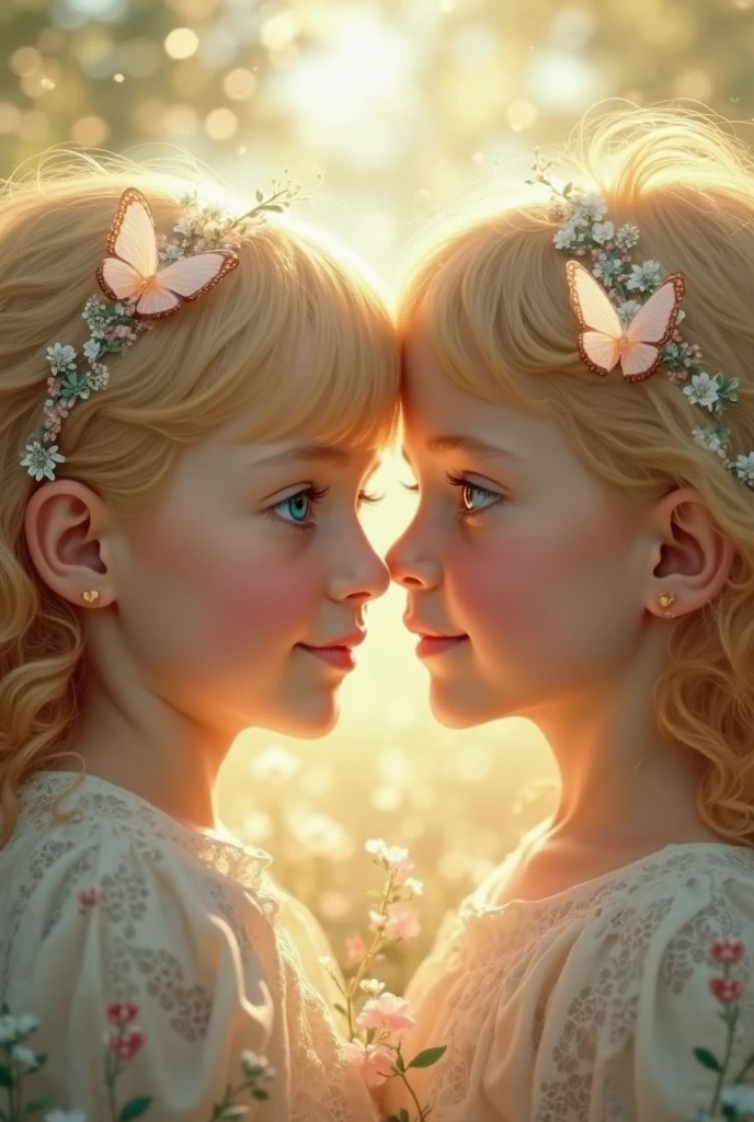two little girls blonde, a cloud in the sky, she is arriving heaven, she is approaching heaven, mothership in the sky,