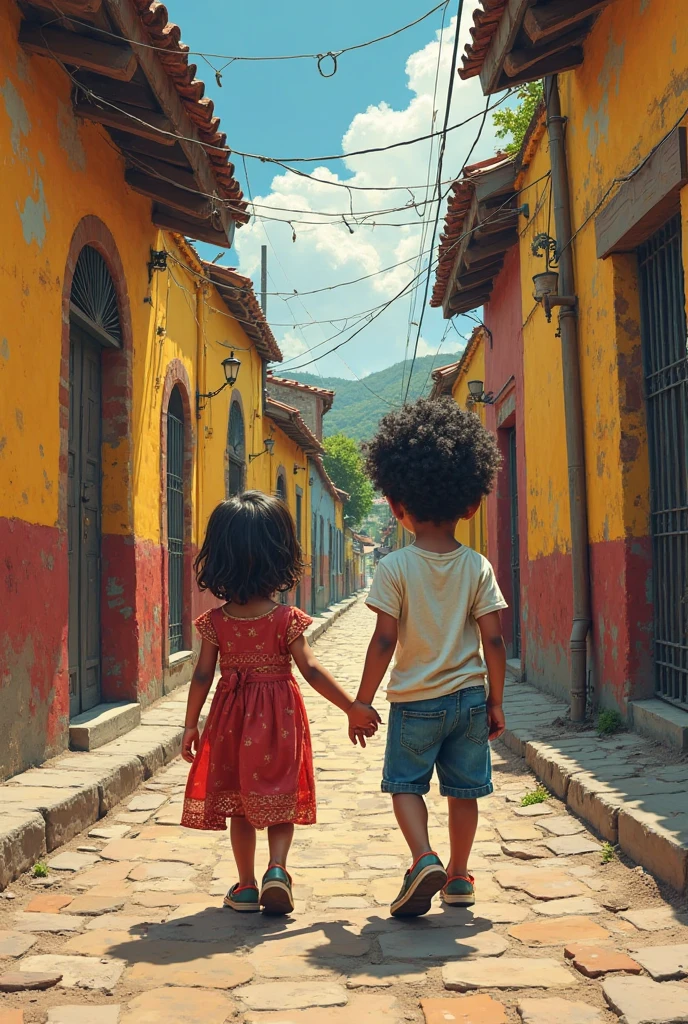 Two children facing each other, uma feliz e outra triste, They must be on average 7 to 9 years old and have a Brazilian appearance from a big city.