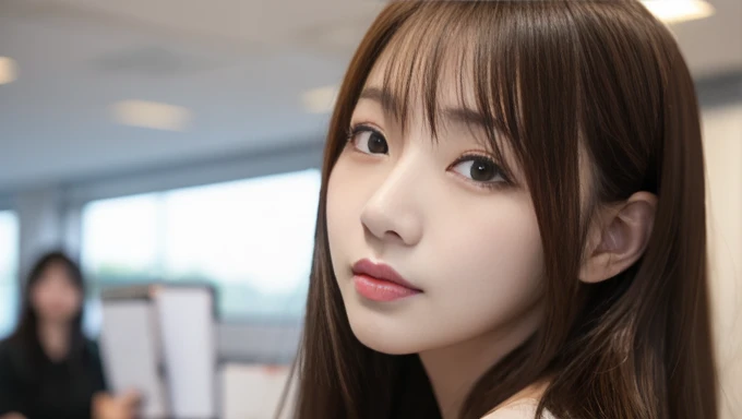 best quality, face focus, soft light, ultra high res, (photorealistic:1.4), RAW photo,(Shinozaki Ai), (fair skin), (kawaii),
1 Japanese girl, solo, cute, smile, (pupil, lights in the eyes),  detailed beautiful face, Medium-sized breasts,(high resolution detail of human skin texture),(long hair),(portrait), upper body, white traditional kimono