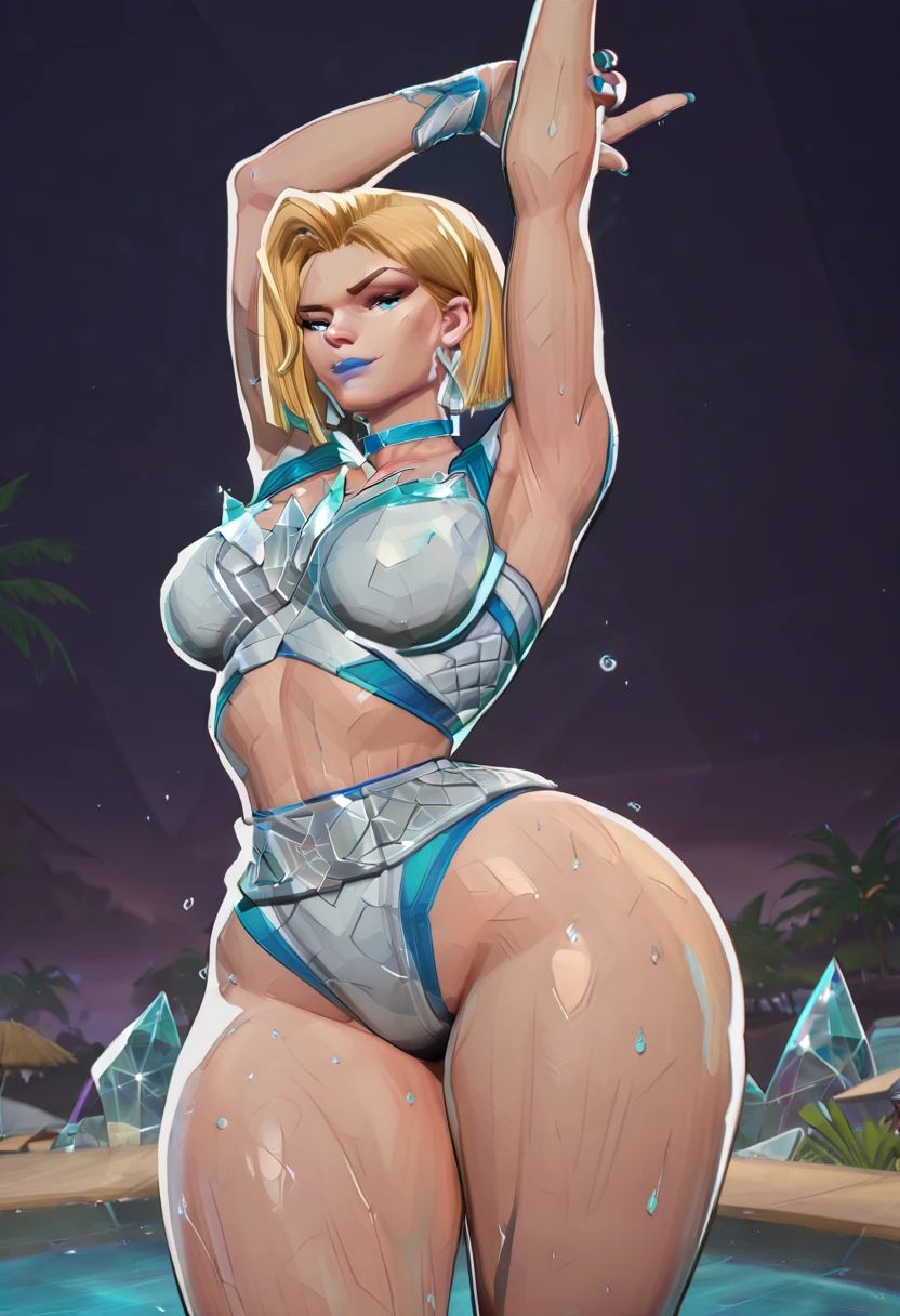 (melhor qualidade:1.3), (Qualidade 4K), 1 mulher madura, Astrid on how to train your dragon, ((rosto detalhado)), decote, sensual, (bunda grande), (Peitos grandes), (curvy body), ((braid hair)) , (bedrrom), ((bikini)), ((pov bunda de volta)),