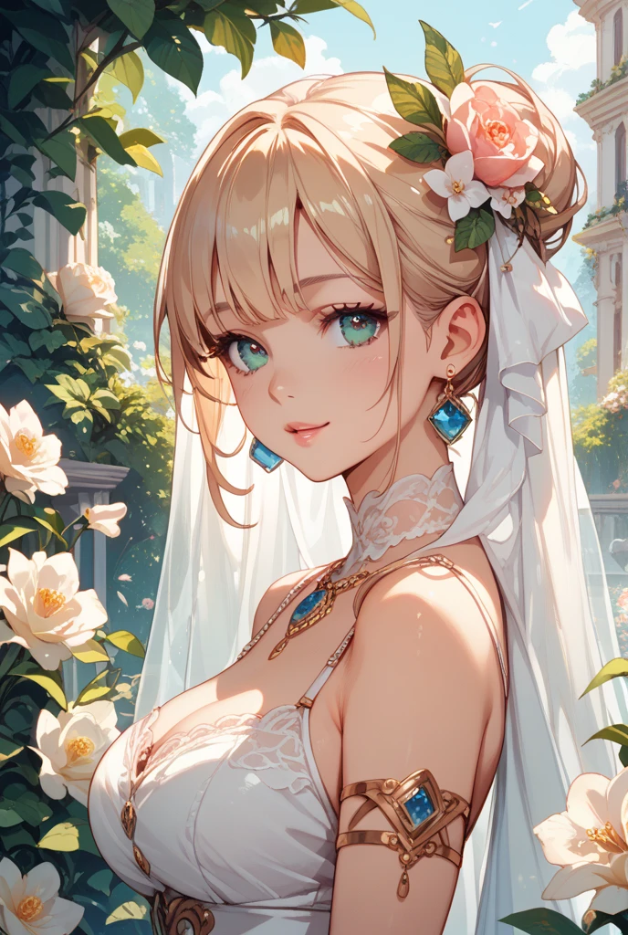 masterpiece, best quality, dusk, wedding dress:china dress:0.3, pubic tattoo on underbelly, hair over shoulder, blonde hair, ahoge, ahegao, gradient eyes, breasts out, sexy lingerie, business_suit,
