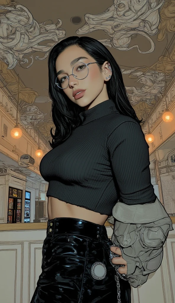 Create an ultra realistic 8k high resolution image of a woman with long black hair, a young woman of 20 years of age with Arabic features in GTA6 style