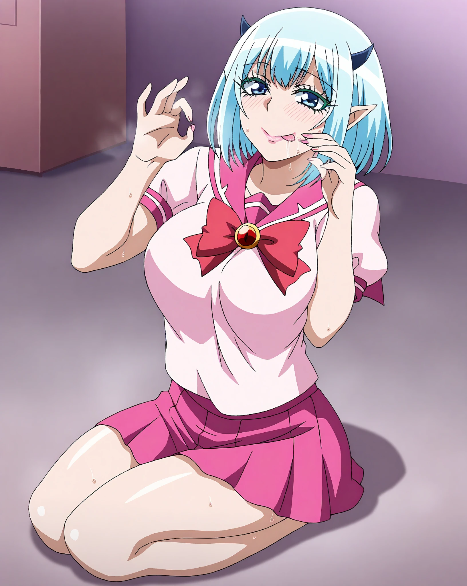 Silver Death, 1 girl, alone, long hair, twin tails, smile, red eyes, open your mouth,, full body, holding, boots, gray hair, pink hair, :d, outstretched arm, Castle in the room, 1 girl, difficult, Chibi, masterpiece, expensive quality, very_expensive_solve, big_file size, full color, 1990s \(style\), anime, anime_screen cap, animeーション化された gif, mp4 ,video, animeーション化された,masterpiece, highest quality, soft lighting, confused, looking at the viewer, alone, smile, Thighhighs, white , big breasts, whole body,,(NSFW),((spread your legs,She stretches her insides to reveal her uterus)), ((nude,nfsw,squatting,open legs)),(((Kupaa:1.5))),((Showing the inside of the uterus)),
