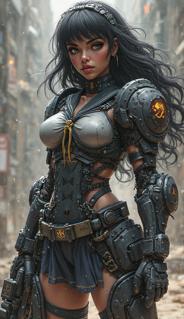 Beautiful Alluring Female Dystopian Knight, oily gritty Skin, Athletic Well Toned Body, Rusty Scrap Metal Ornaments, heavy metal armor with big pauldrons made of car parts and scrap metal, Dystopianpunk Theme, Dieselpunk, laying on top of a car, Beautiful D&D Character Portrait, Beautiful Face, Ominous, Dark Fantasy, Fiverr Dnd Character, Octane Render, Digital Art, Extreme Detail, 4k, Ultra Hd, Polished, Beautiful, Hyperdetailed, Intricate, Elaborate, Meticulous, Photorealistic, Sharp Focus, Wlop, Character Design, Unreal Engine, 3d Rendered, Volumetric Lighting, Reflections, Glossy, Digital Illustration, Sensual Pose, Suggestive Pose, Full Body Shot, underboob, 💖❤💕💋❣