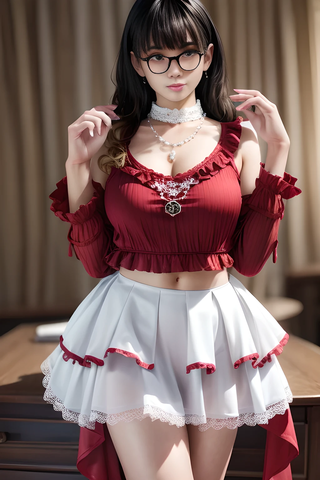 Special clothes39,maid, ((Bare shoulders)), ((Full breasts)), ((The skirt is short)), ((Sexy legs)), ((whole body)), Practical, Fashion girl, Red lips, Mature women, Exquisite makeup, big eyes, beautiful, (best quality, masterpiece:1.2), The right hand, The right hand指, Anatomically correct, Ultra Detailed, (Practical:1.37), ((Random scenes, Random shooting angles)), ((Sexy long legs)), Young and energetic, Charming model, (Delicateeyes, Delicate lips), Show a bright smile, Create stunning girl images, warm color, Very high color saturation, Official Art, Extremely detailed CG, Unity 8K Wallpaper, (High Dynamic Range :1.4), (Movie atmosphere),(Soft colors), (Natural skin texture, ultra-Practical, Soft Light, sharp),(Very detailed), night, moonlight