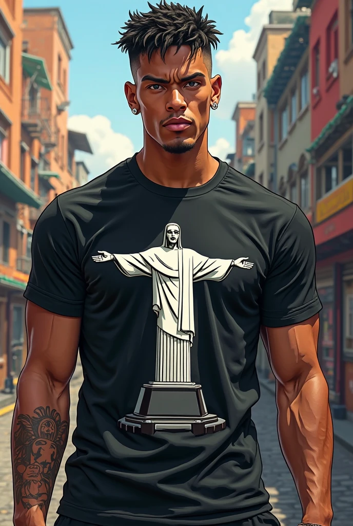 concept art, Matte Black and Glossy Black Ecuadorian Christ the Redeemer, side lit, <lora:ral-jeans:1> ral-jeans